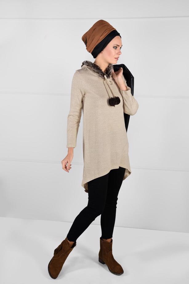 Tesettür giyim  PELUŞLU TRİKO TUNİK 41941  - TRENDTESETTÜR