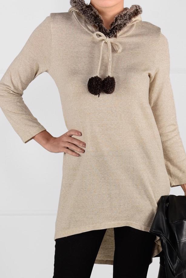 Tesettür giyim  PELUŞLU TRİKO TUNİK 41941  - TRENDTESETTÜR