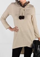 Tesettür giyim BEJ PELUŞLU TRİKO TUNİK 41941