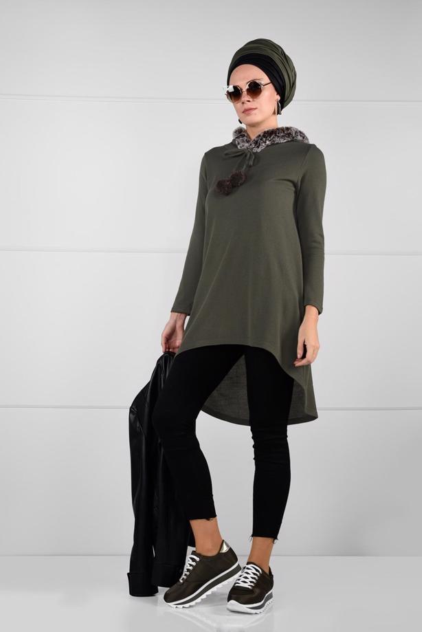 Tesettür giyim  PELUŞLU TRİKO TUNİK 41941  - TRENDTESETTÜR