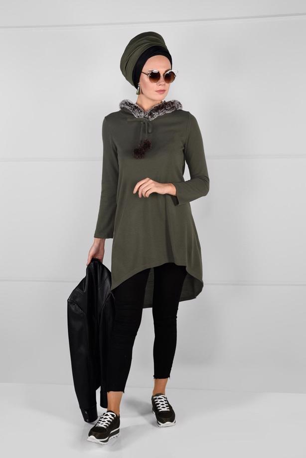 Tesettür giyim  PELUŞLU TRİKO TUNİK 41941  - TRENDTESETTÜR