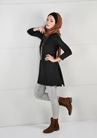 Tesettür giyim SİYAH TRİKO SALAŞ TUNİK 62415