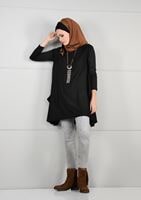 Tesettür giyim SİYAH TRİKO SALAŞ TUNİK 62415