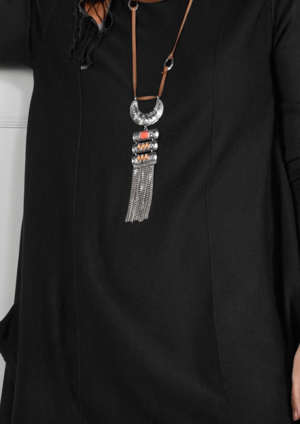 Tesettür giyim SİYAH TRİKO SALAŞ TUNİK 62415