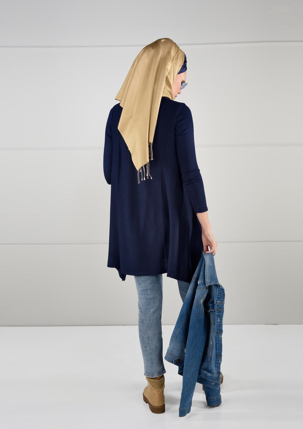 Tesettür giyim LACİVERT TRİKO SALAŞ TUNİK 62415