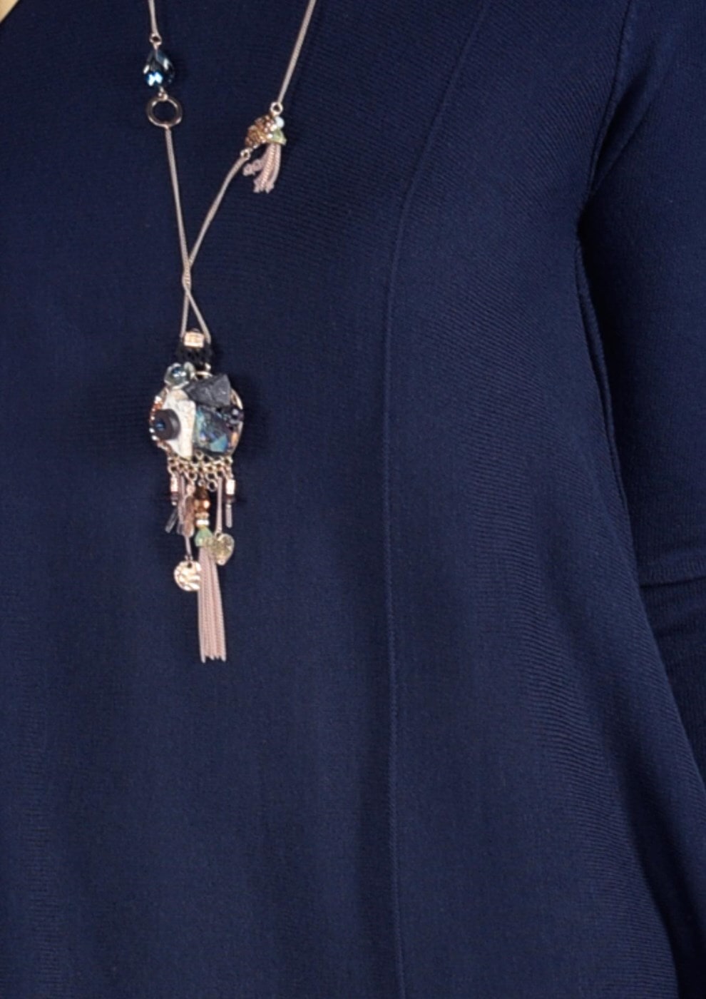 Tesettür giyim LACİVERT TRİKO SALAŞ TUNİK 62415