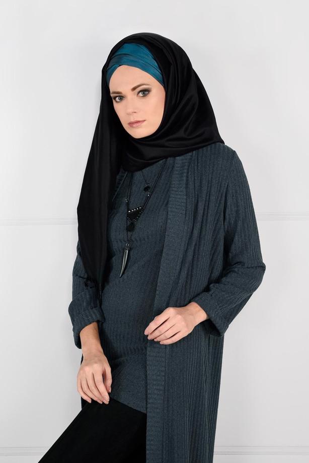 Tesettür giyim  FİTİLLİ 2Lİ TRİKO TUNİK 77541  - TRENDTESETTÜR