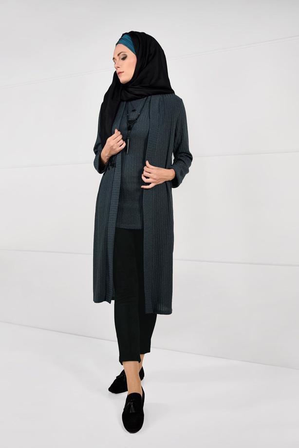 Tesettür giyim  FİTİLLİ 2Lİ TRİKO TUNİK 77541  - TRENDTESETTÜR