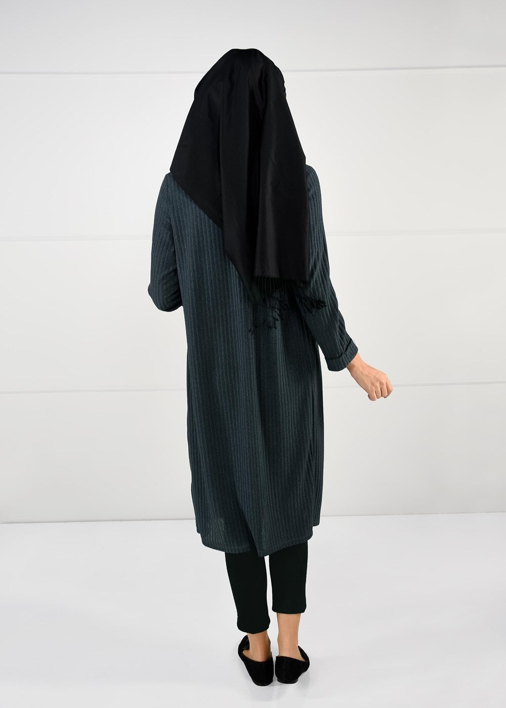 Tesettür giyim GRİ FİTİLLİ 2Lİ TRİKO TUNİK 77541 