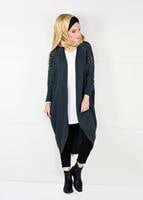 Tesettür giyim GRİ İNCİ DETAYLI YARASA KOL HIRKA 80651