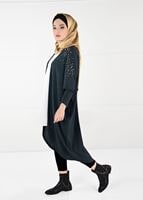 Tesettür giyim GRİ İNCİ DETAYLI YARASA KOL HIRKA 80651