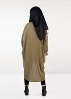 Tesettür giyim TABA İNCİ DETAYLI YARASA KOL HIRKA 80651