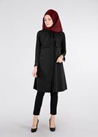 Tesettür giyim SİYAH DANTEL DETAYLI TUNİK 87215 