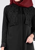 Tesettür giyim SİYAH DANTEL DETAYLI TUNİK 87215 