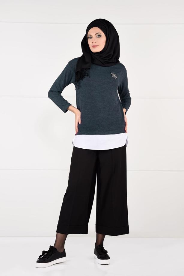 Tesettür giyim  ARMA DETAYLI TUNİK 87451 - TRENDTESETTÜR