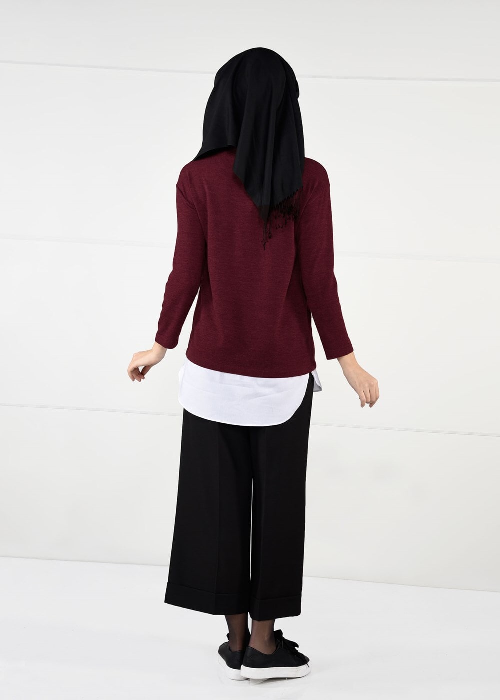 Tesettür giyim BORDO ARMA DETAYLI TUNİK 87451