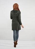 Hijab clothing KHAKI HOODED KNIT JACKET 101 
