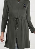 Hijab clothing KHAKI HOODED KNIT JACKET 101 