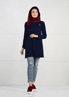 Hijab clothing NAVY BLUE HOODED KNIT JACKET 101 