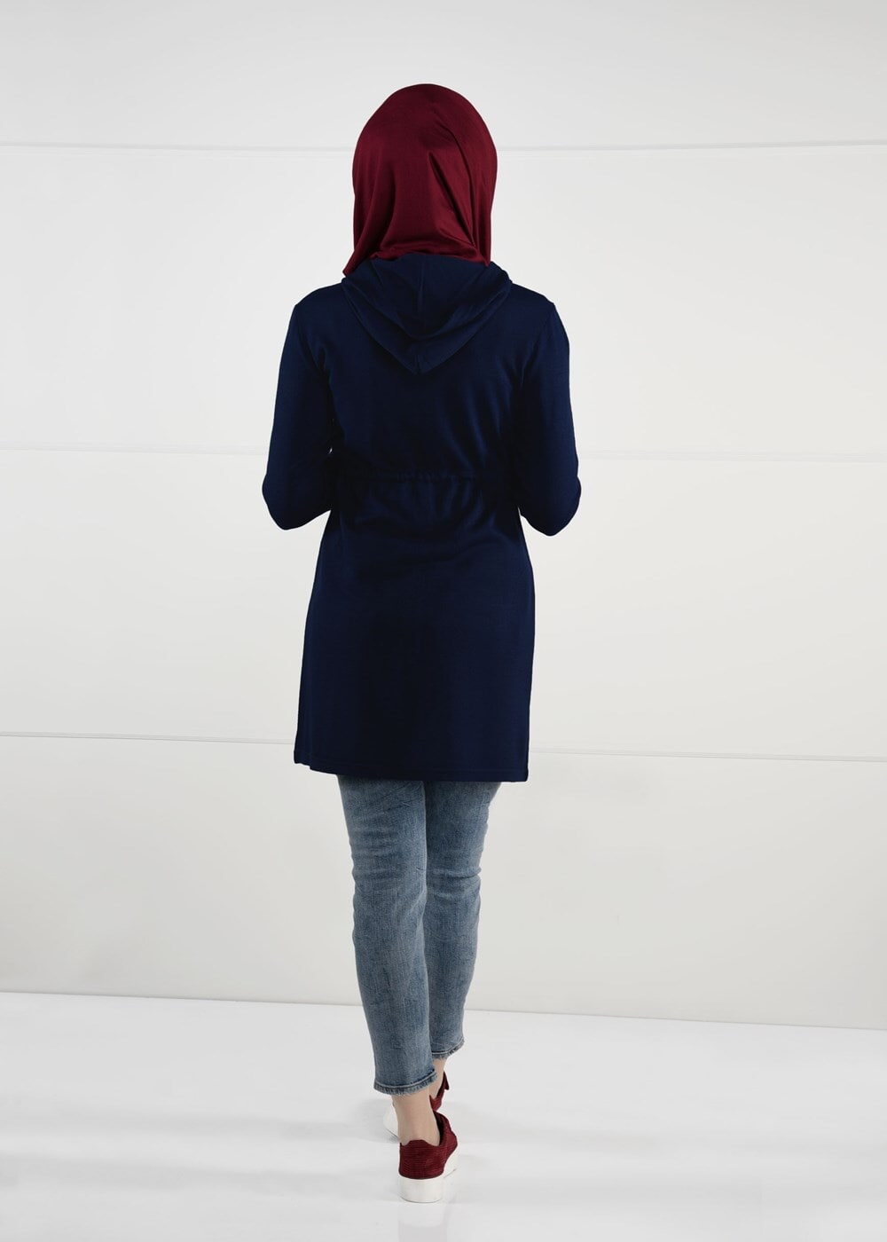 Hijab clothing NAVY BLUE HOODED KNIT JACKET 101 
