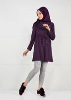 Hijab clothing PURPLE HOODED KNIT JACKET 101 