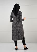 Tesettür giyim GRİ ETNİK DESENLİ 2Lİ TUNİK TAKIM 1657