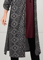Tesettür giyim GRİ ETNİK DESENLİ 2Lİ TUNİK TAKIM 1657