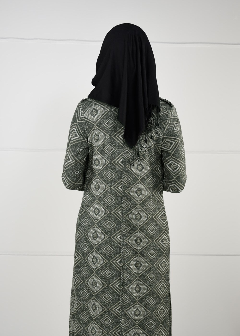 Tesettür giyim HAKİ ETNİK DESENLİ 2Lİ TUNİK TAKIM 1657