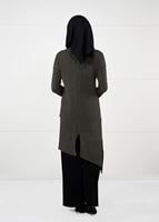 Tesettür giyim HAKİ PAYET DETAYLI ASİMETRİK KESİM TUNİK 2155