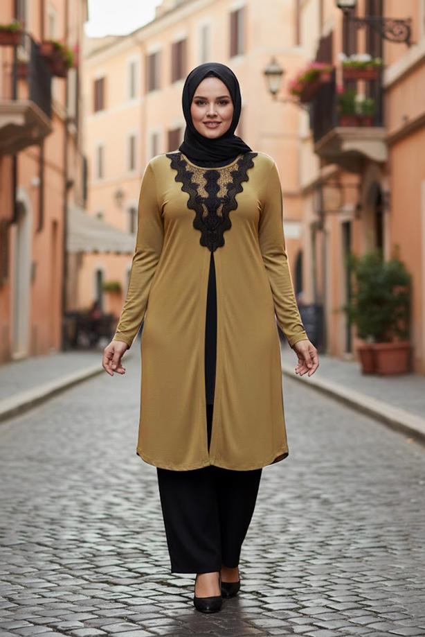 Hijab clothing ORANGE SLIT DETAIL TUNIC T 2611  - TRENDTESETTÜR