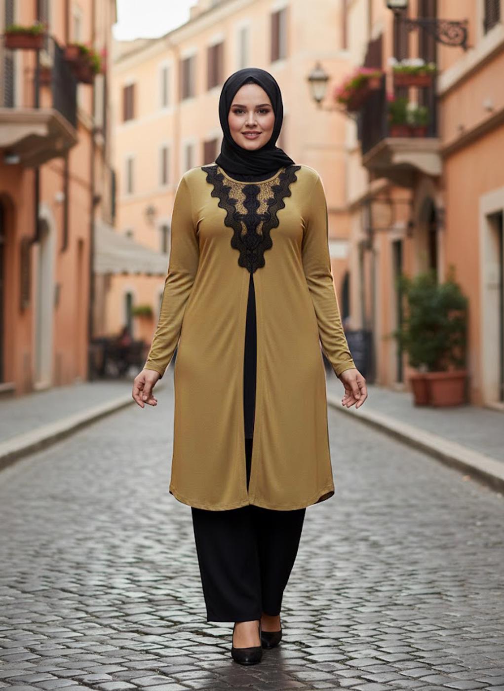 Hijab clothing ORANGE SLIT DETAIL TUNIC T 2611 