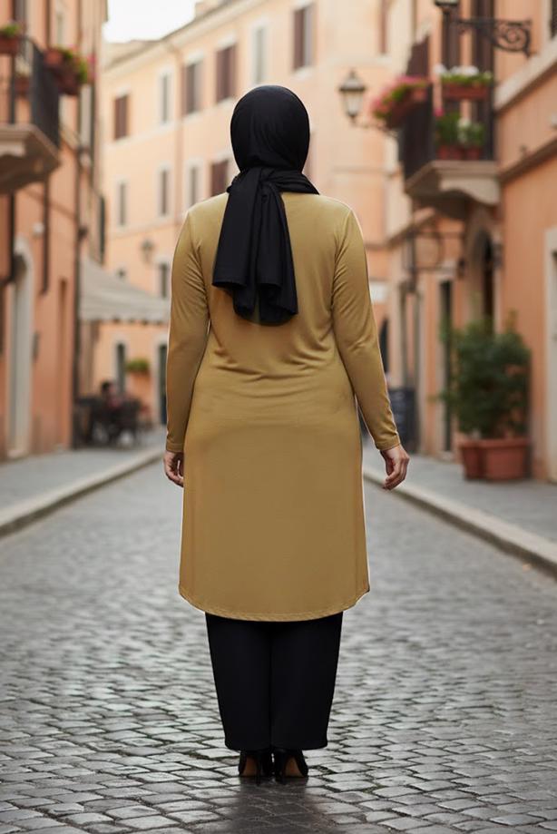 Hijab clothing ORANGE SLIT DETAIL TUNIC T 2611  - TRENDTESETTÜR