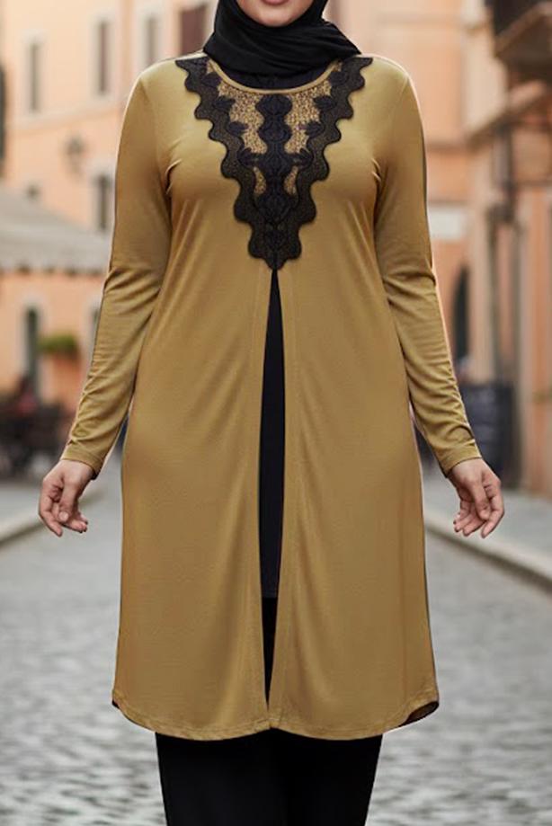 Hijab clothing ORANGE SLIT DETAIL TUNIC T 2611  - TRENDTESETTÜR