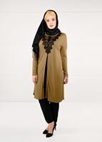 Vêtements hijab ORANGE TUNIQUE FENTE GUIPURE 2611