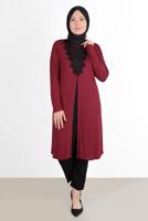 Vêtements hijab ROUGE BORDEAUX TUNIQUE FENTE GUIPURE 2611