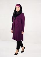 Tesettür giyim MOR GÜPÜRLÜ ÖNÜ YIRTMAÇLI TUNİK 2611	