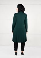 Tesettür giyim YEŞİL GÜPÜRLÜ ÖNÜ YIRTMAÇLI TUNİK 2611	