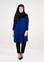 Tesettür giyim LACİVERT YAKASI BONCUK İŞLEMELİ ÖRME TUNİK 2612 