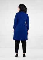 Tesettür giyim LACİVERT YAKASI BONCUK İŞLEMELİ ÖRME TUNİK 2612 