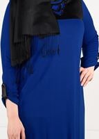 Tesettür giyim LACİVERT YAKASI BONCUK İŞLEMELİ ÖRME TUNİK 2612 