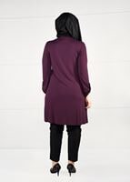 Tesettür giyim MOR YAKASI BONCUK İŞLEMELİ ÖRME TUNİK 2612 