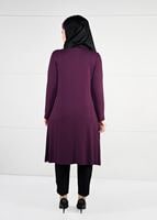 Tesettür giyim MOR ŞERİT DETAYLI DÜZ TUNİK 2613