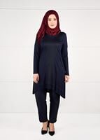 Tesettür giyim LACİVERT ÖNÜ ŞERİT DETAYLI TUNİK 2616