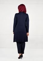 Tesettür giyim LACİVERT ÖNÜ ŞERİT DETAYLI TUNİK 2616