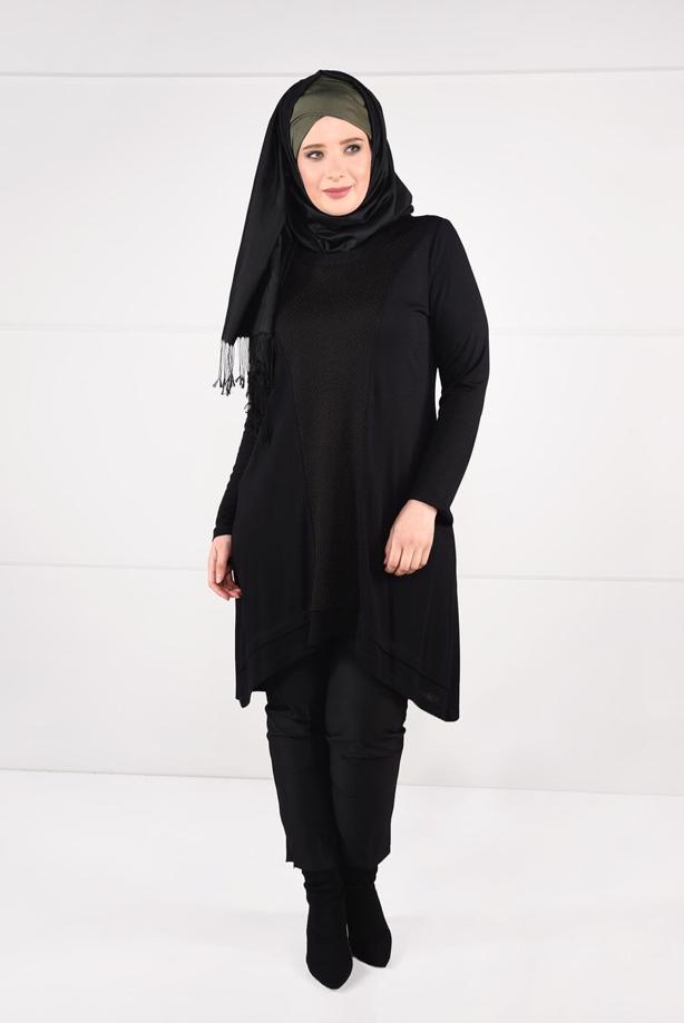 Vêtements hijab NOIR TUNIQUE À RAYURES 2616  - TRENDTESETTÜR