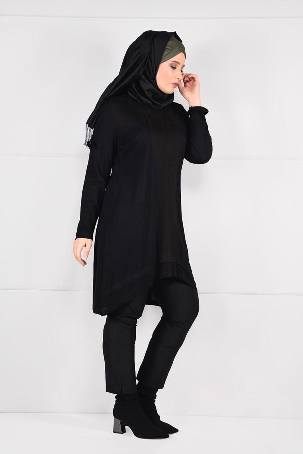 Vêtements hijab NOIR TUNIQUE À RAYURES 2616  - TRENDTESETTÜR