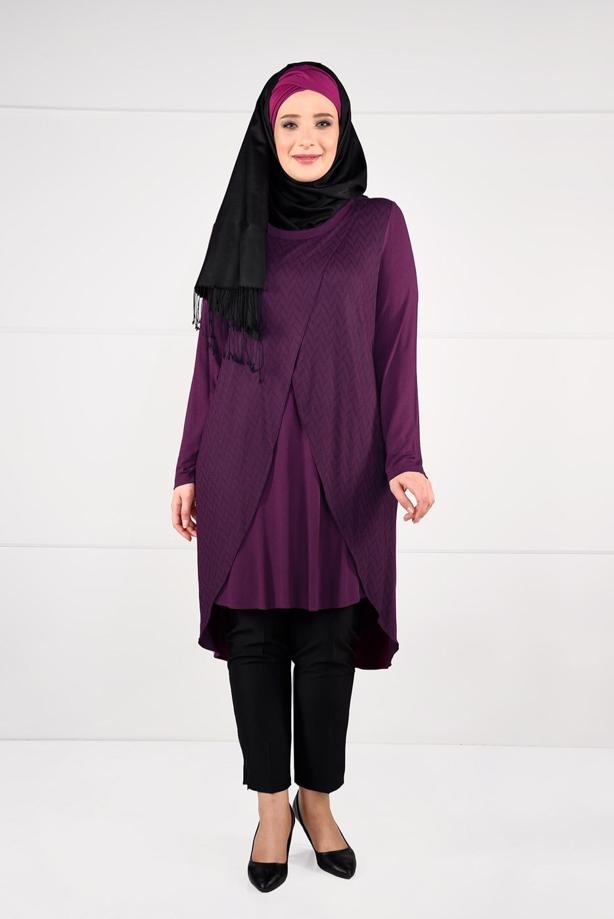 Vêtements hijab FUCHSIA TUNIQUE À PORTEFEUILLE 2620 - TRENDTESETTÜR