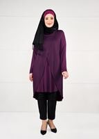 Tesettür giyim FUŞYA DESENLİ ANVELOP TUNİK 2620