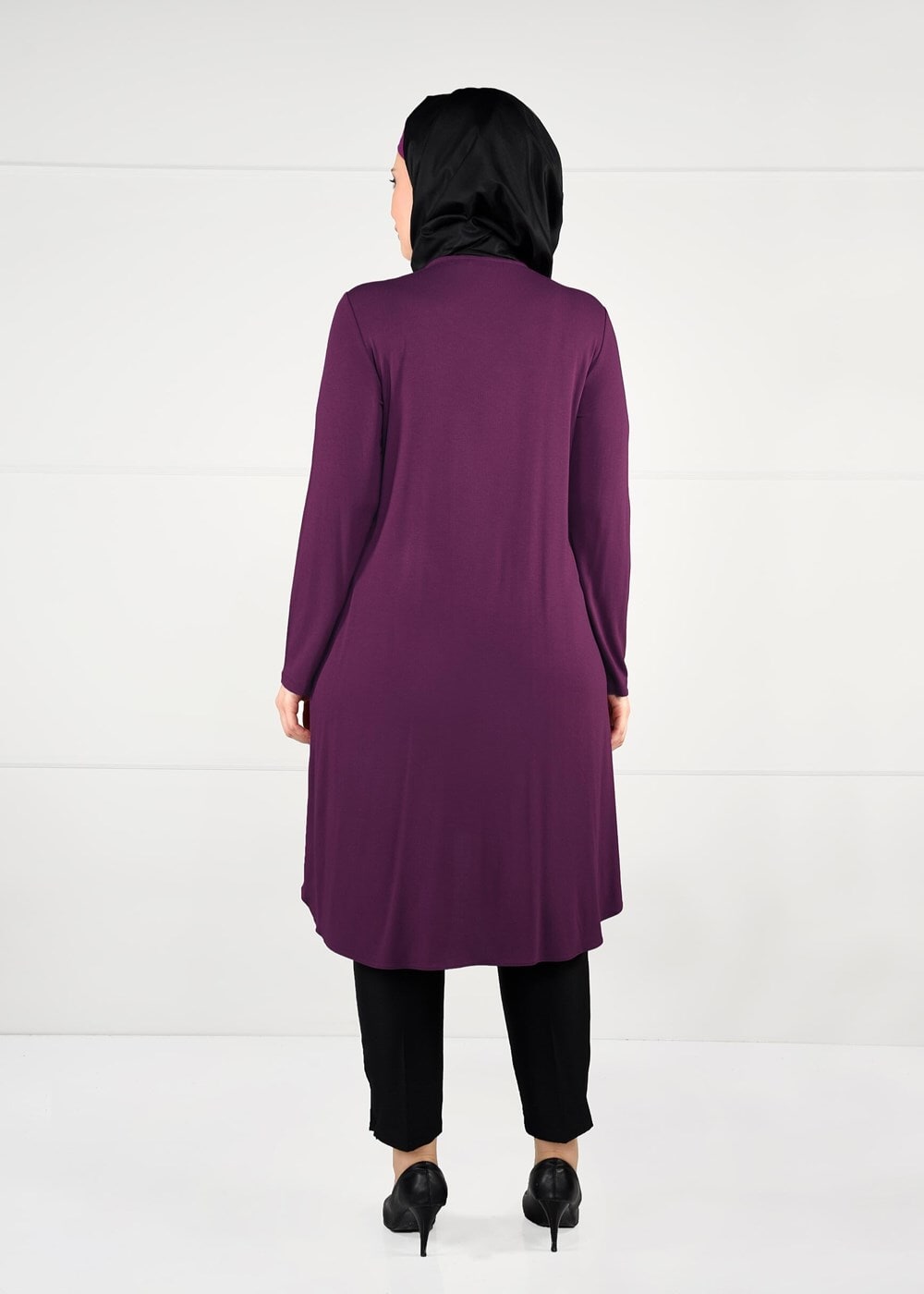 Tesettür giyim FUŞYA DESENLİ ANVELOP TUNİK 2620