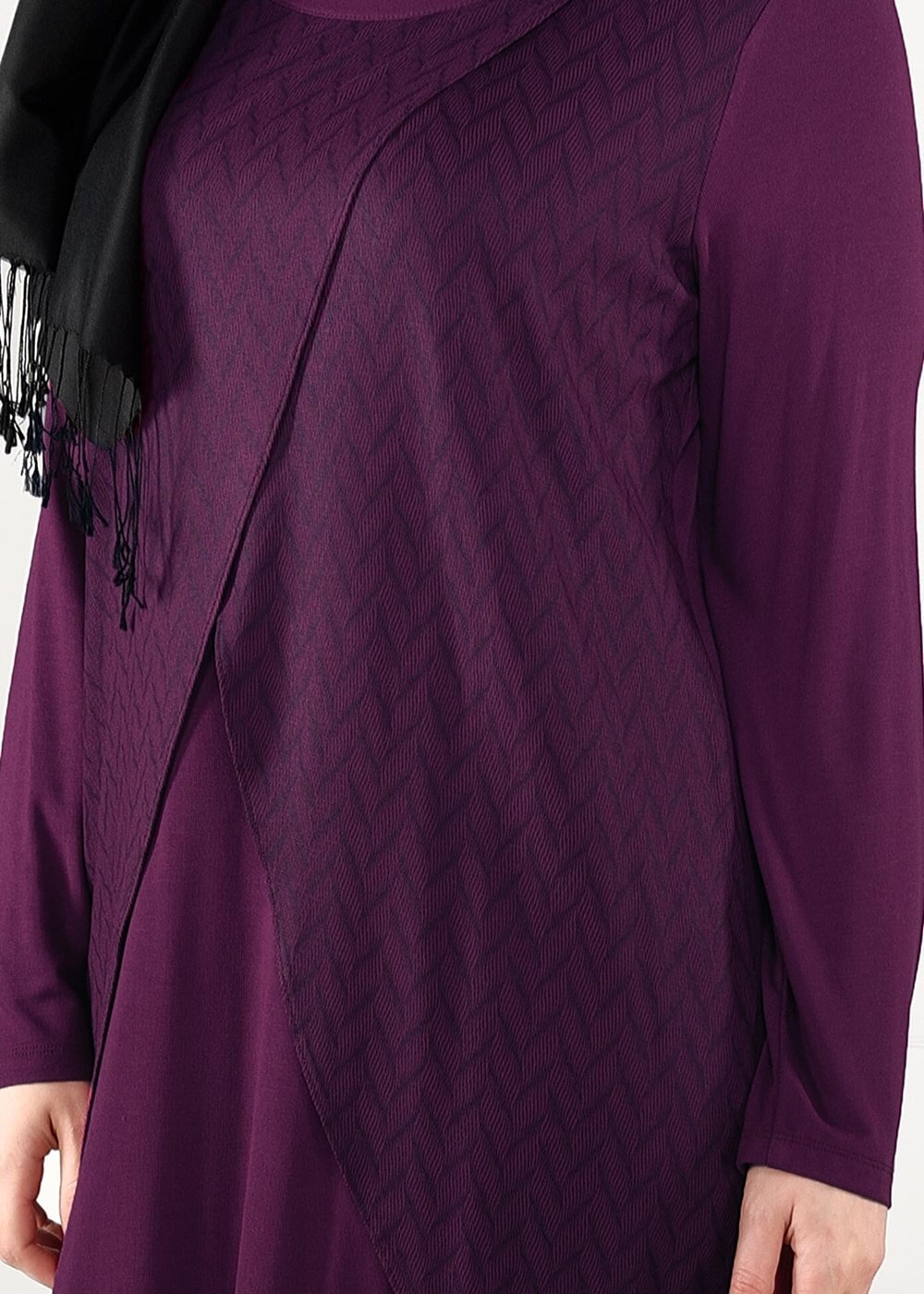 Tesettür giyim FUŞYA DESENLİ ANVELOP TUNİK 2620